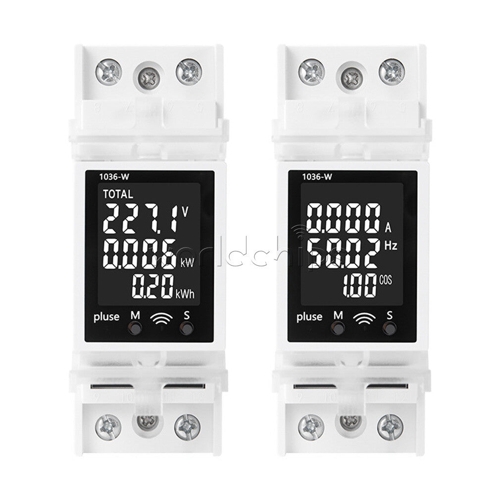 DIN Rail Multi-Function Tester Digital Voltage Current Power Meter AC85~265V 63A