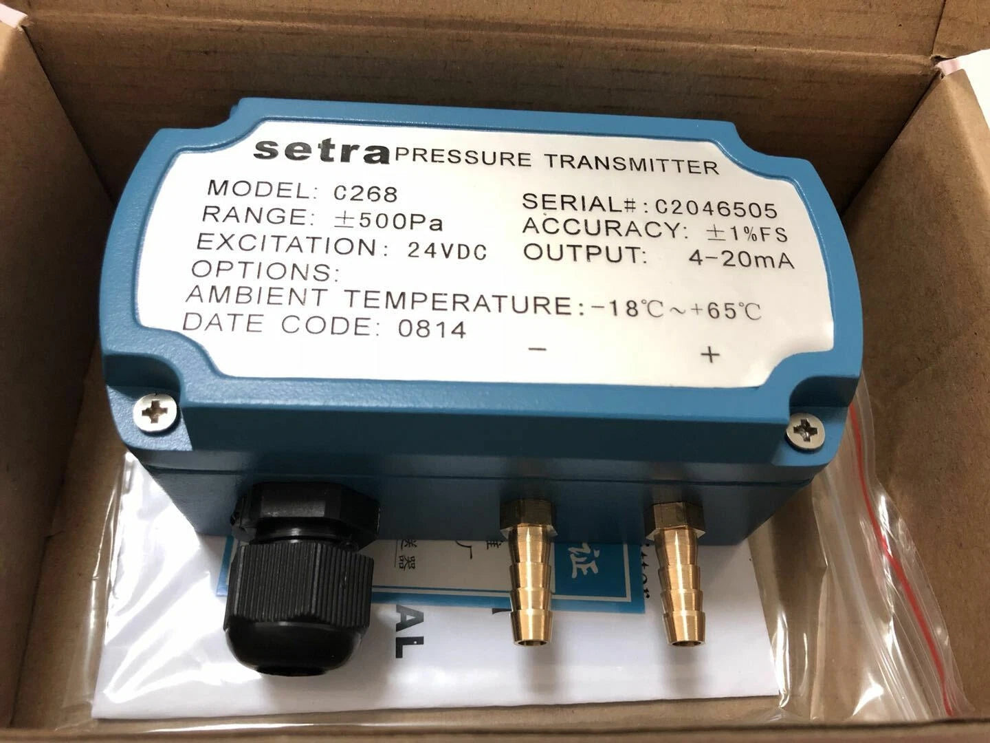 1pc  Differential pressure transmitter C268 +-500PA/d #P