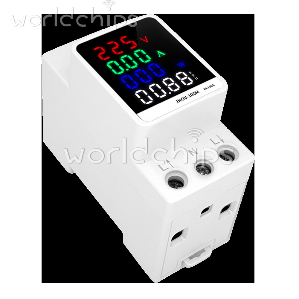 4IN1 Din Rail AC110V 220V 100A Voltage Current KWH Electric Energy Monitor Meter