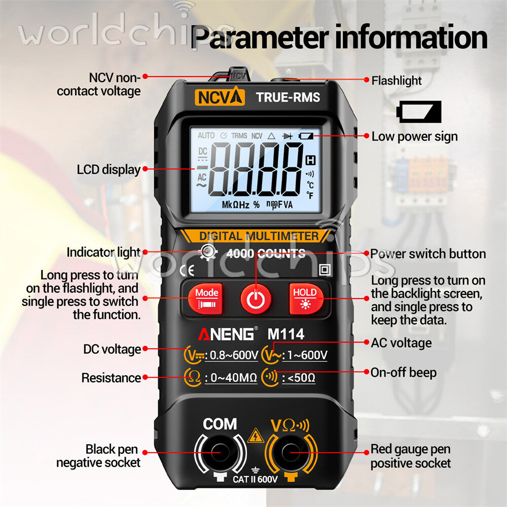 ANENG Digital Multimeter Automatic Voltmeter NCV Resistance Electrician Tester