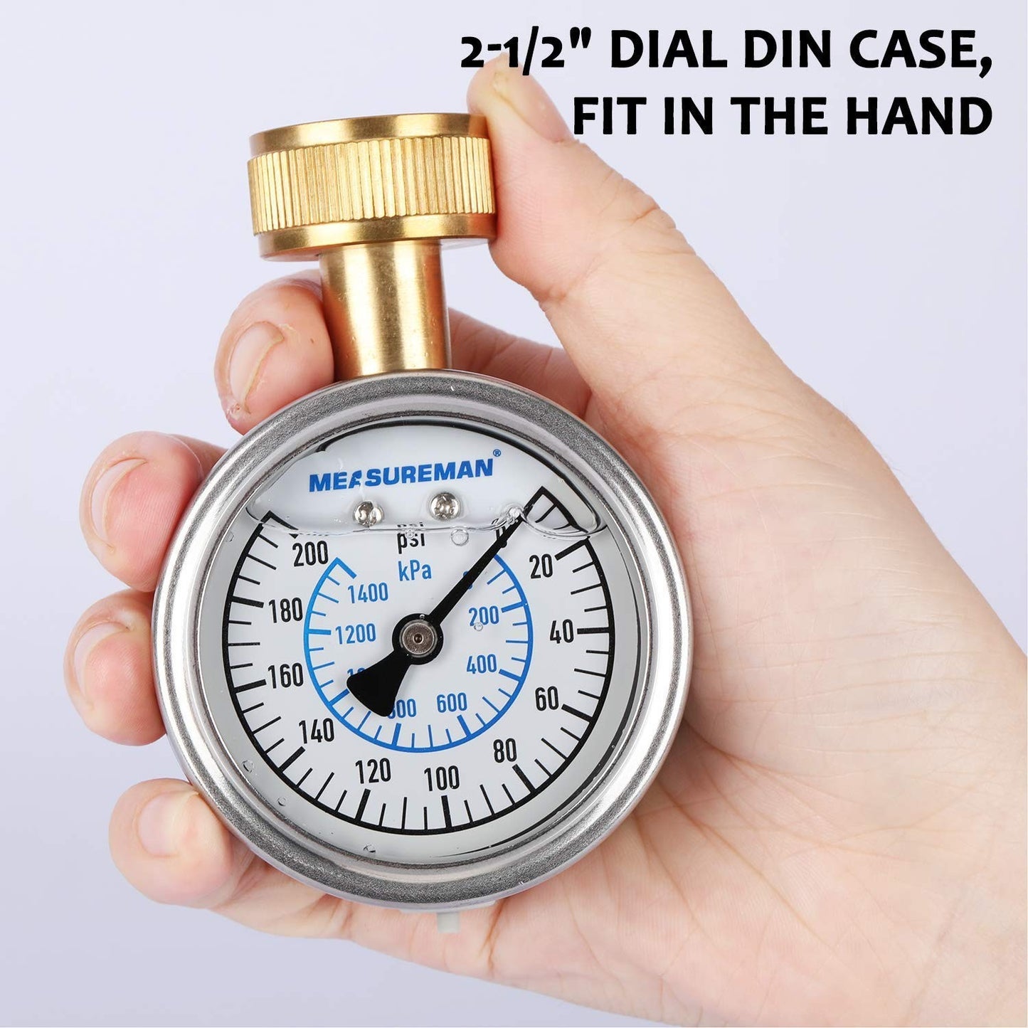 2-1/2" Glycerin Filled Stainless Steel Water Pressure Test Gauge, 3/4" Female Ho