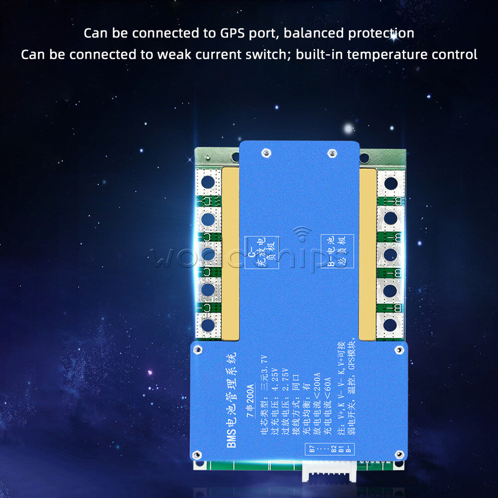7S 24V 100/150/200A Li-ion Battery Protection Board with Balanced Temperature