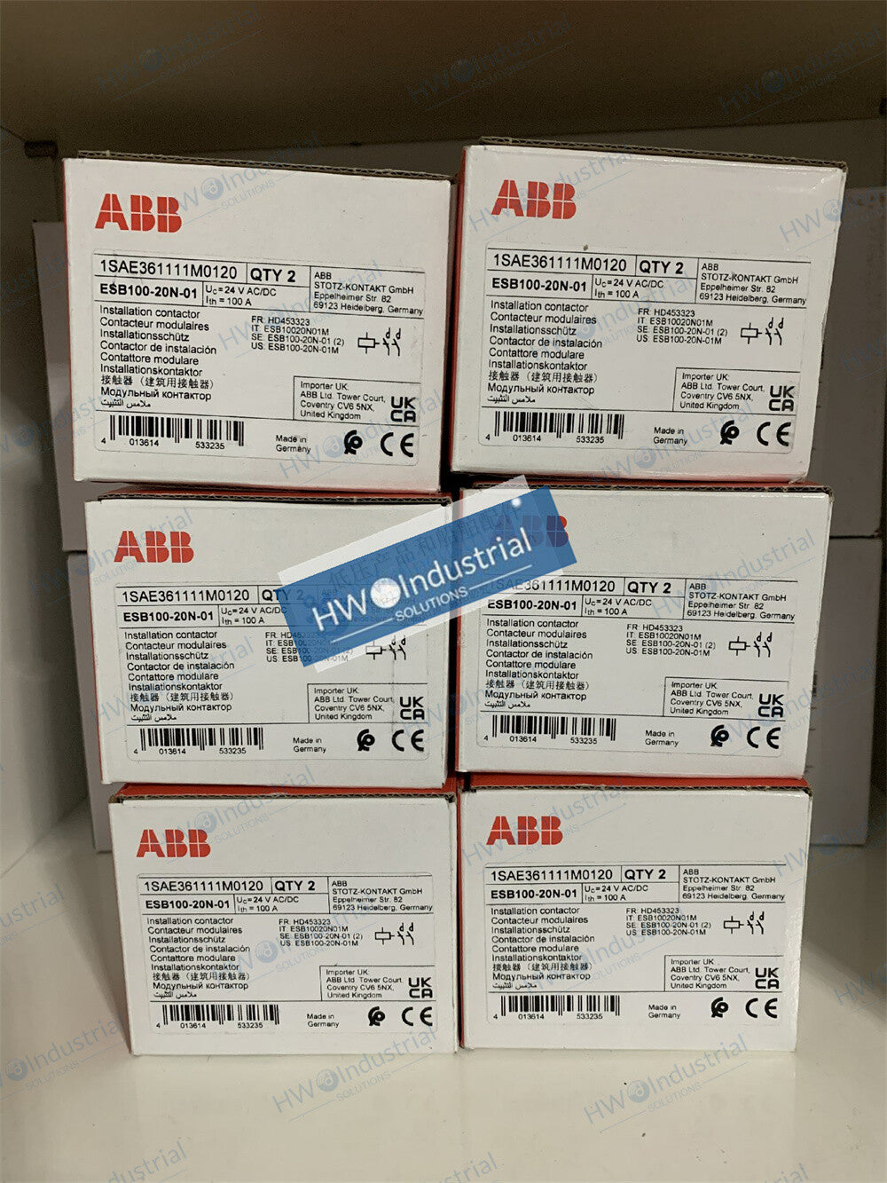 1/Piece ESB100-20N-01 ABB Building Contactor Coil Voltage 24VAC/DC