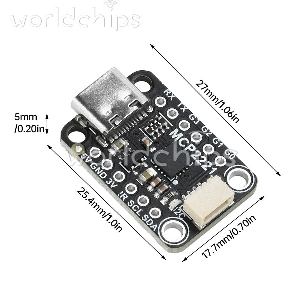 MCP2221A USB to GPIO ADC/I2C Converter Adapter Module Breakout Board Type-C