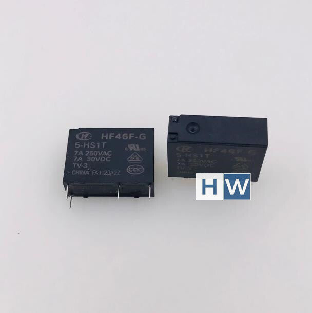 10Pcs  HF46F-G-5-HS1T 5VDC normally open 4-pin 7A250VAC Hongfa power relay