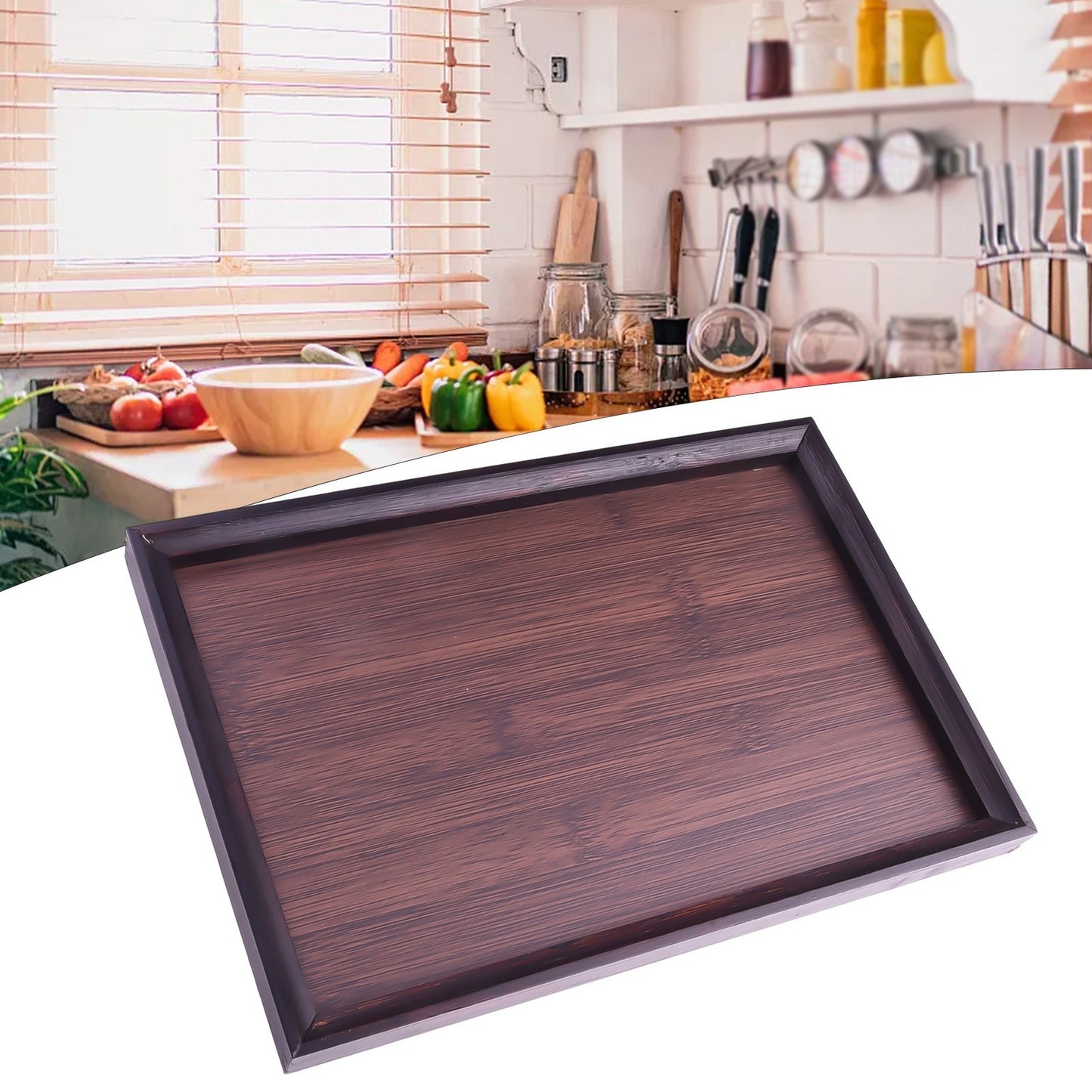 Rustic Wood Serving Tray for Coffee and Pastries Decorative and Functional