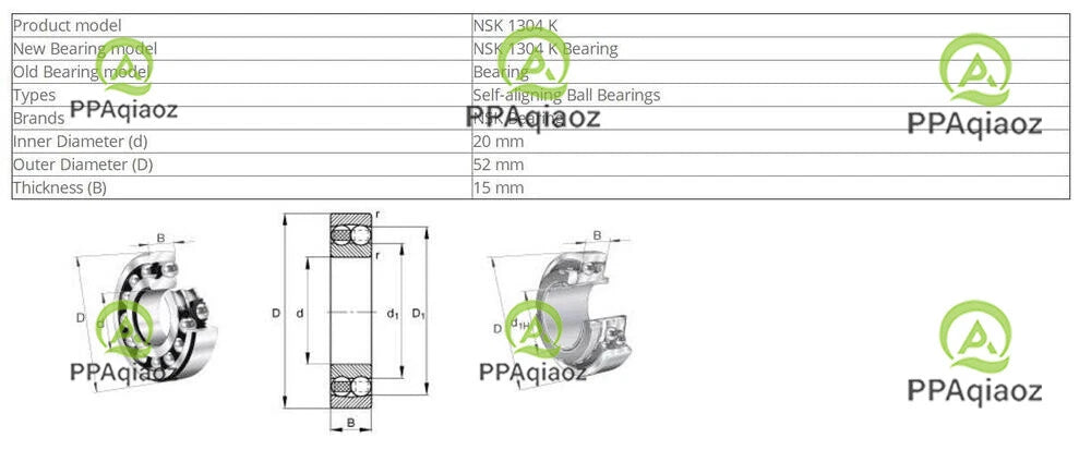 2PCS NSK 1304 K Self-Aligning Ball Bearings 20x52x15mm #P