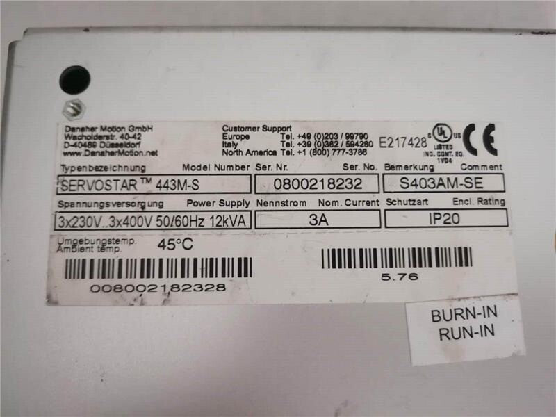 KOLLMORGEN SERVOSTAR 443M-S S403AM-SE  Test Servo Driver One /piece