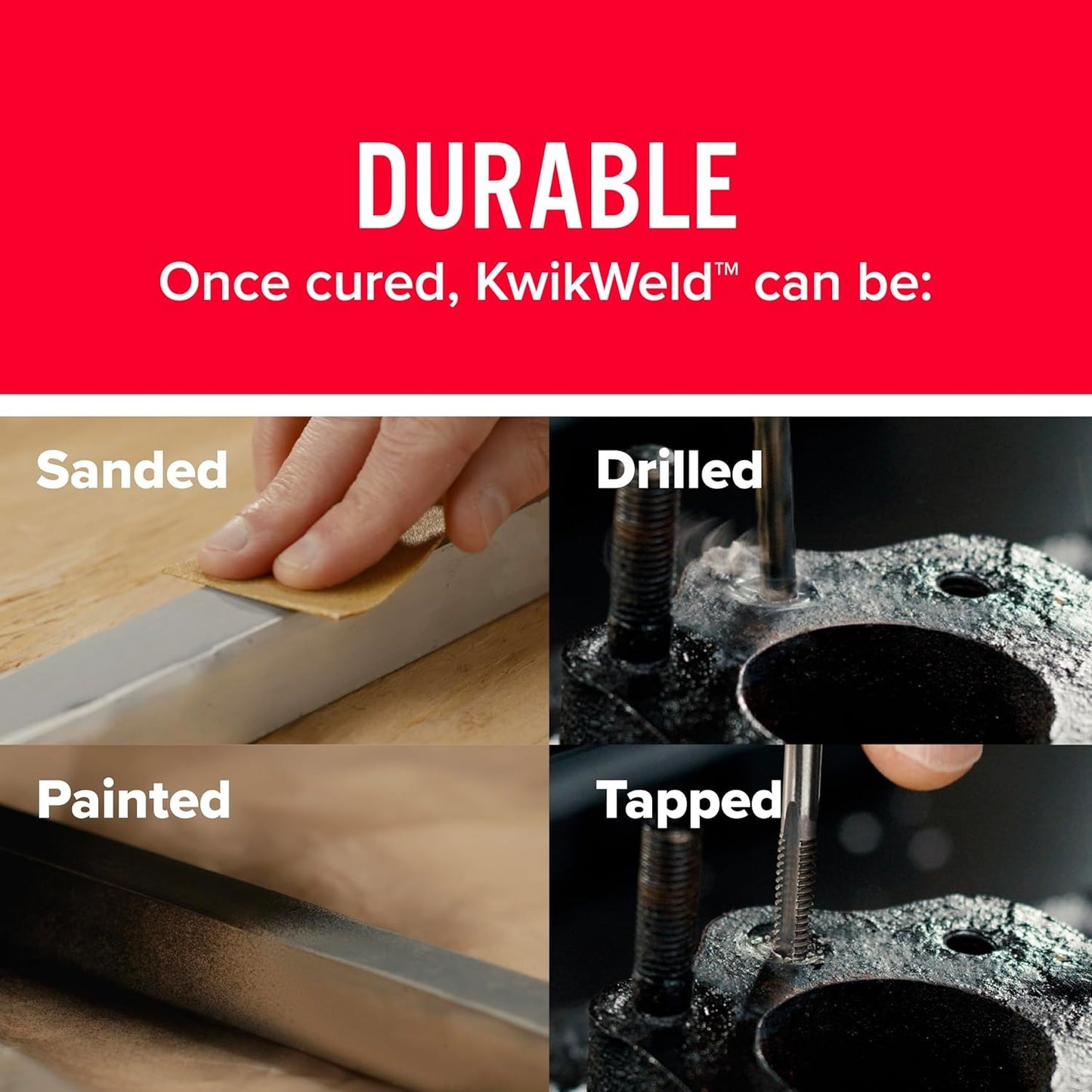 KwikWeld Steel Reinforced Epoxy, 2 oz, Quick-Setting for Metal, Ceramic, Plastic