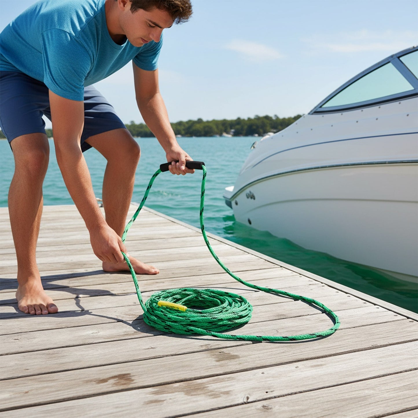 60ft 3K Marine Tow Rope for Tubing and Water Sports 1179kg Load Capacity