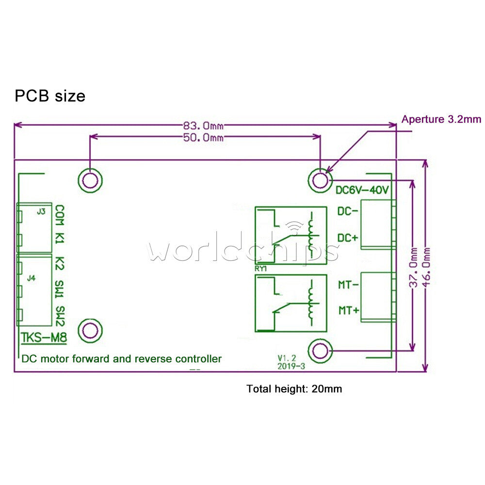 DC Motor Controller Forward Reverse 20A High Current Control Module 5V/12V/24V