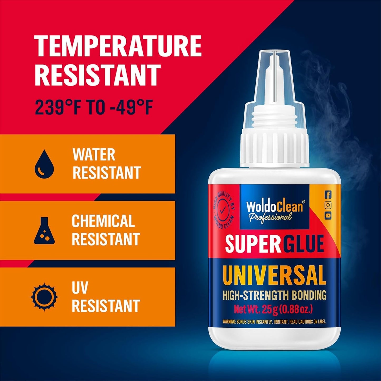 25g Super Glue, Fast-Drying CA Adhesive for Metal, Plastic, Wood, Ceramic, Glass
