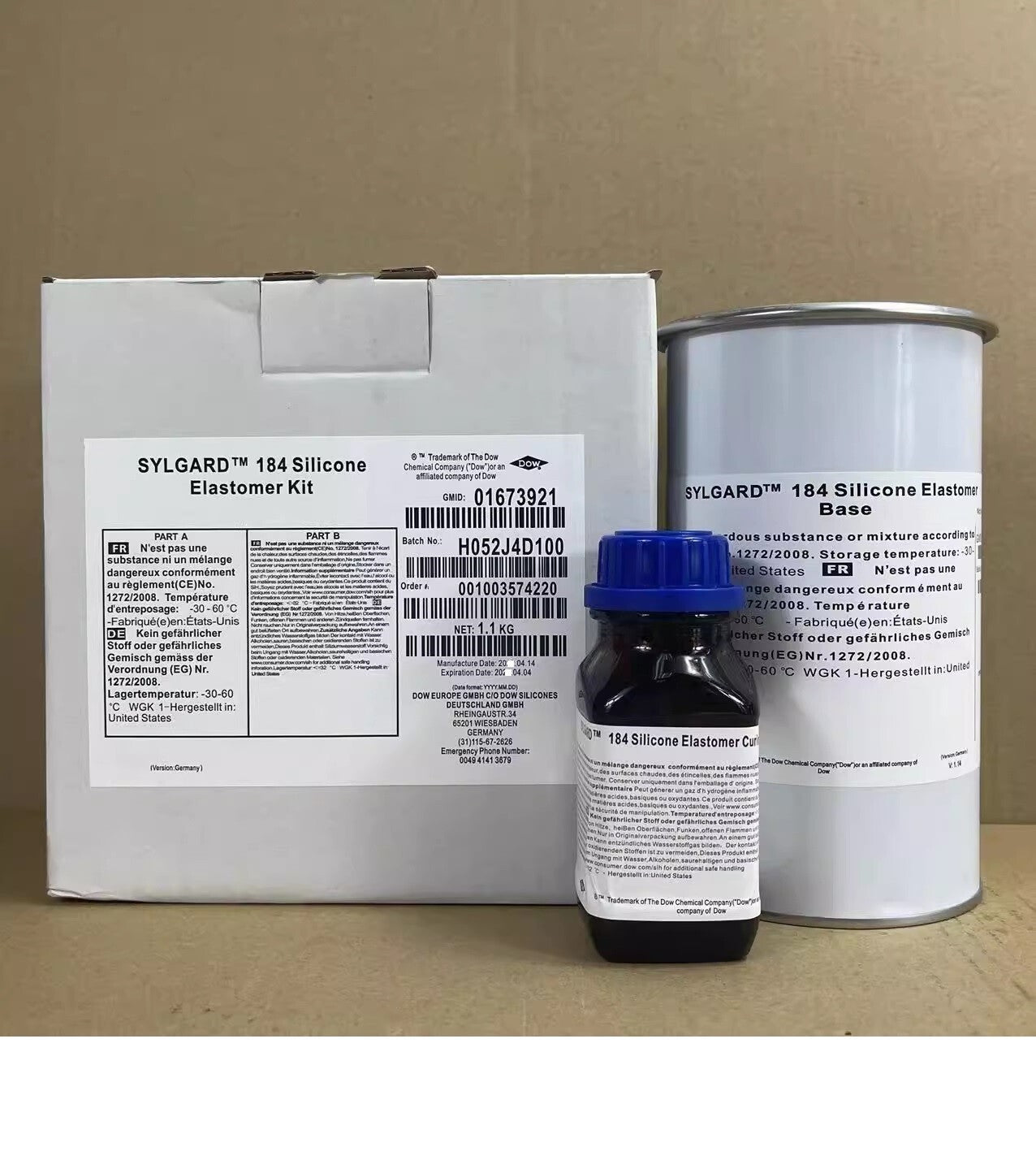 DOW Sylgard 184 Silicone Elastomer A/B Set 1.1kg (2.4 LB) EXP 2026  Free ship