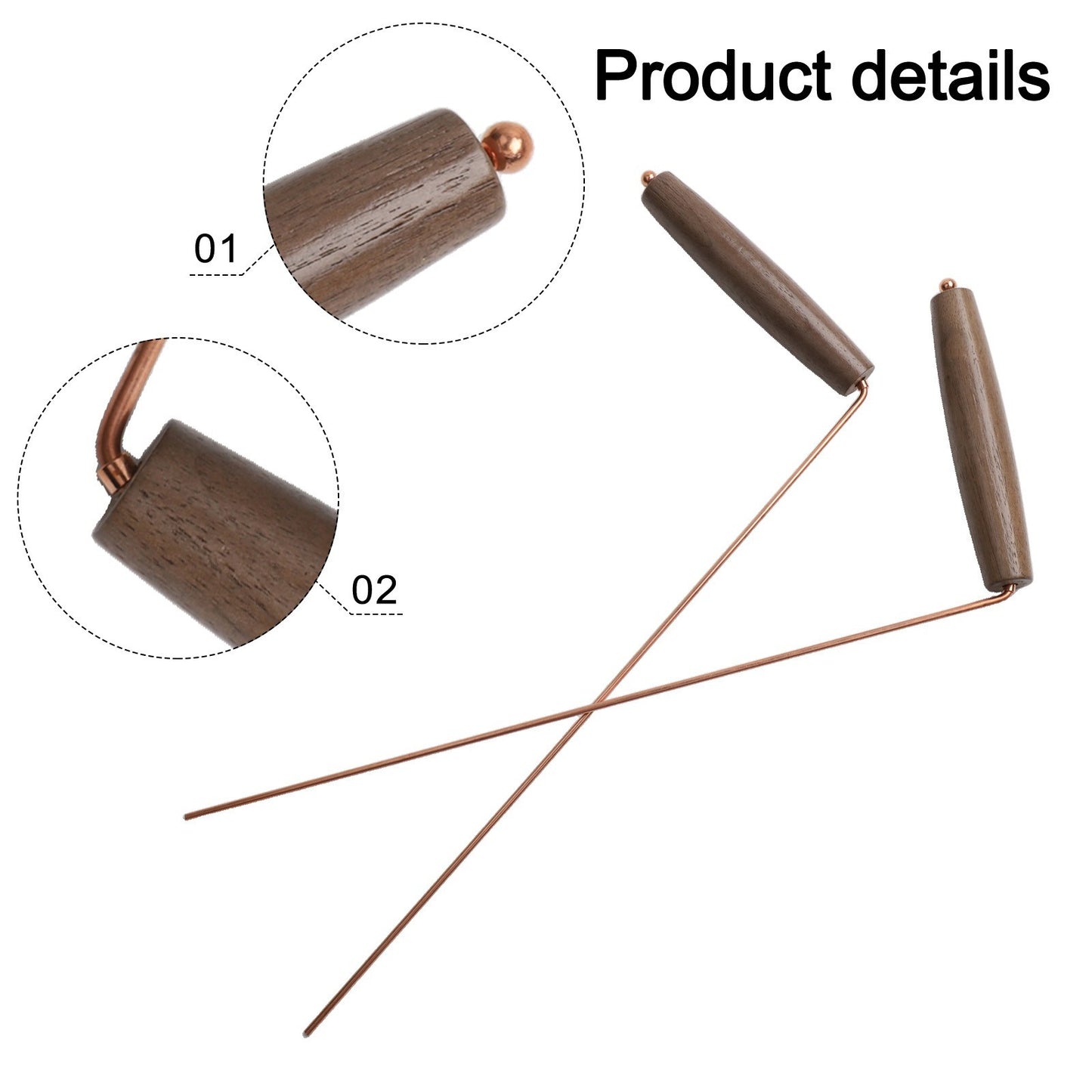 Natural Walnut Handle Dowsing Rod Set with Solid Brass Pendulum for Divination