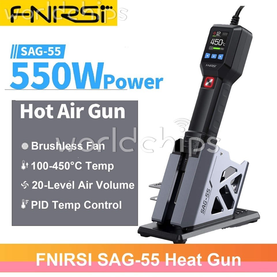 FNIRSI SAG-55 Handheld Portable Hot Air Gun 550W High-Power 20-Gear LCD Display