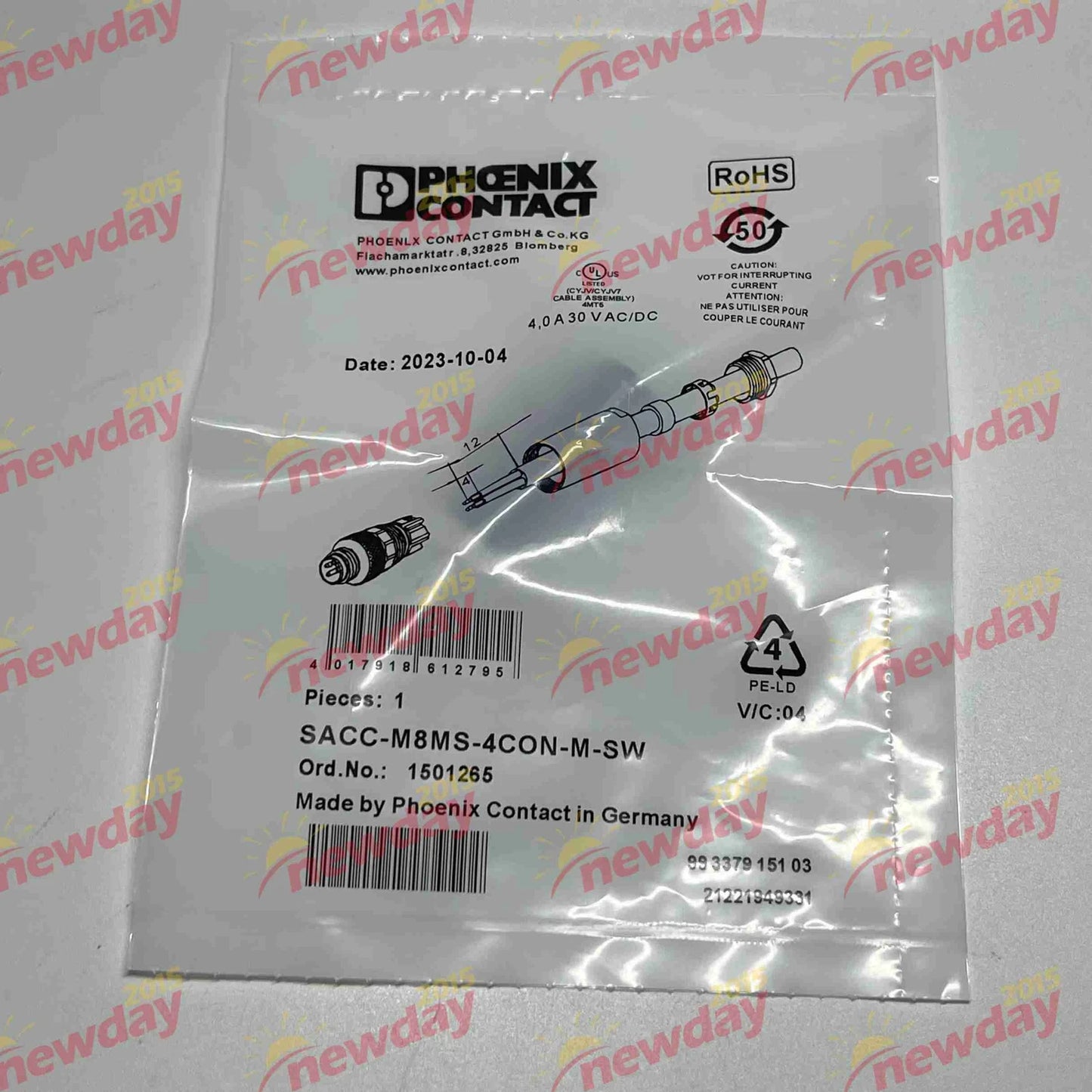 1PCS Contact connector SACC-M8MS-4CON-M-SW 1501265