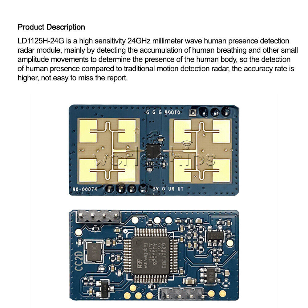 HLK-LD1125H DC3.3-5V 24G Microwave Radar Sensor Detection Human Motion Module