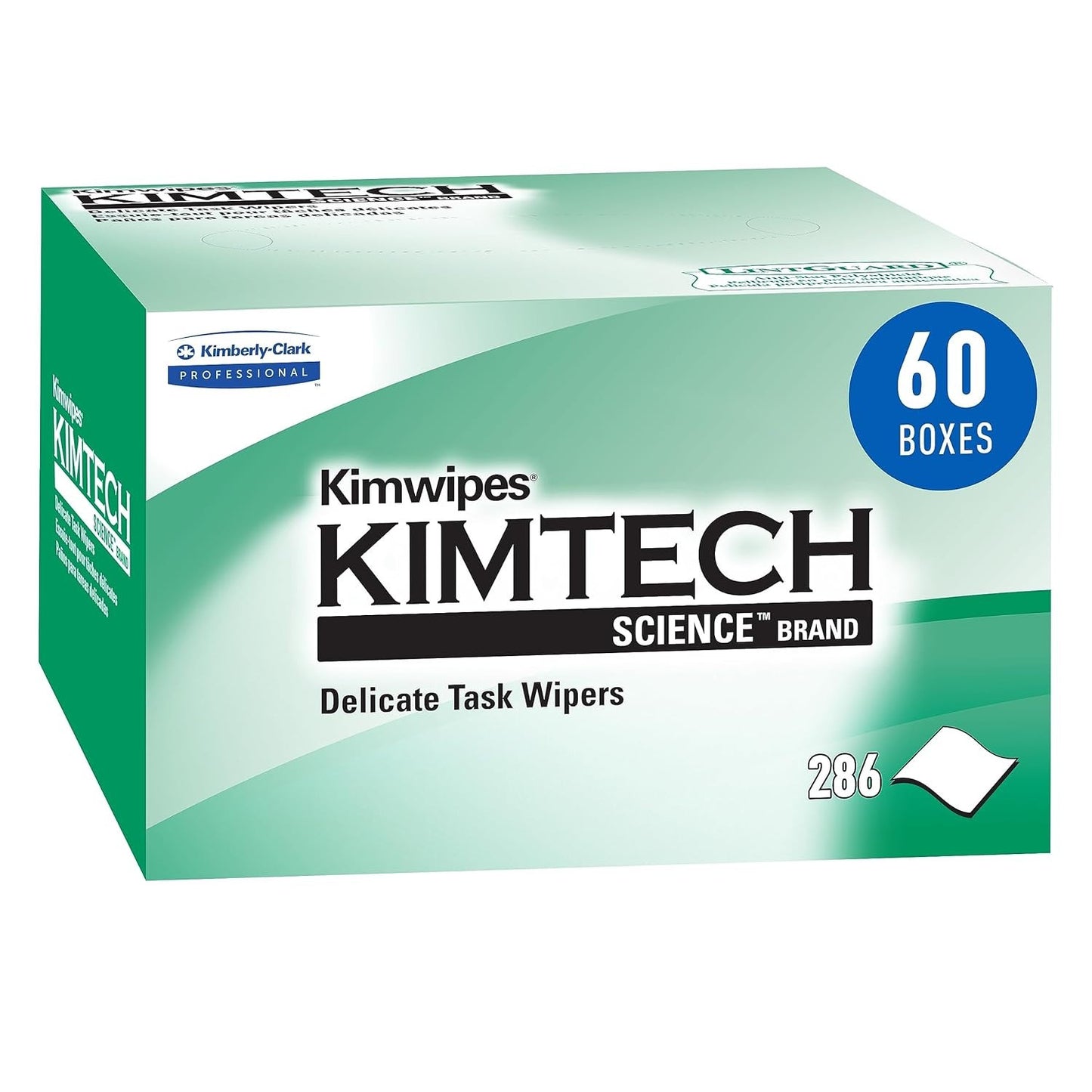 Kimwipes Delicate Task Wipes, Pop-Up Box, 60 Boxes, 17,160 Sheets, Lab