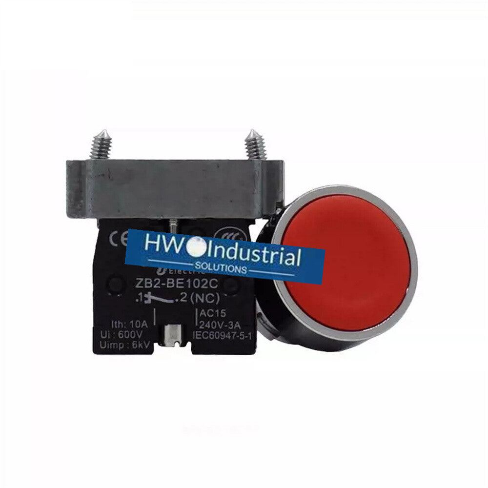 2/Piece  Flat Head Button Self Reset Switch XB2-BA42C XB2BA42C Red 1NC
