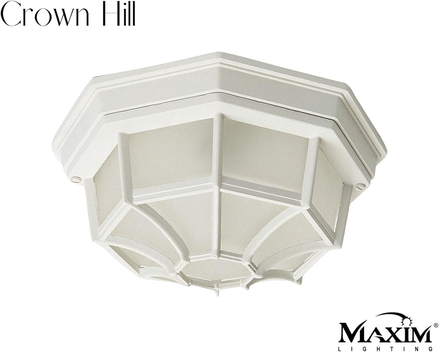 1020WT Crown Hill LED Light Bulb Compatible Aluminum Frosted Glass Outdoor Flush