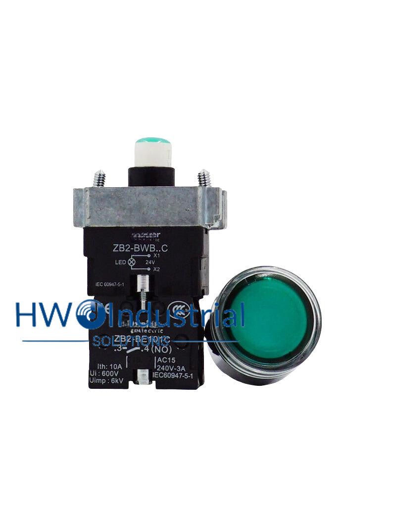 1PC LED Light Self Reset Button Switch XB2BW33B1C XB2-BW33B1C Green 1NO 24V