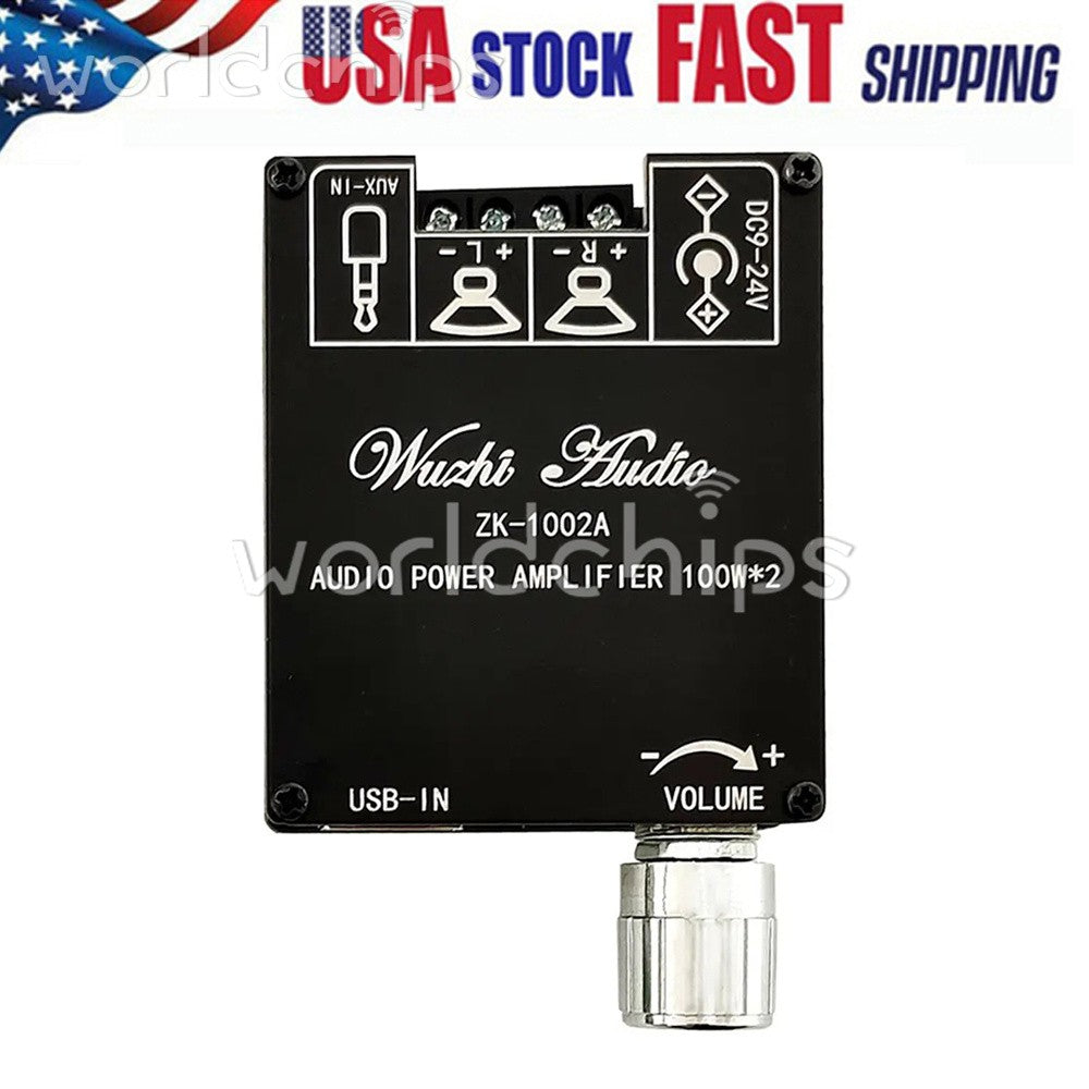 ZK-1002A 2.0 Channel Bluetooth Digital Audio Power Amplifier Board 100W+100W USA