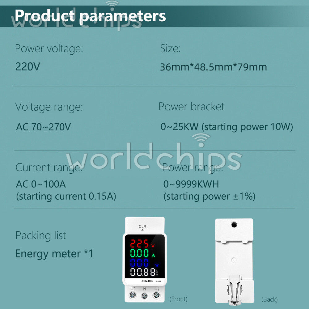 4IN1 Din Rail AC110V 220V 100A Voltage Current KWH Electric Energy Monitor Meter