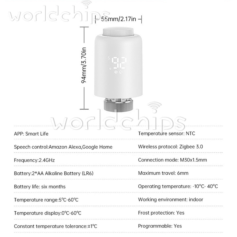 ZigBee3.0 Thermostat Smart Thermostatic Valve Controller LED Display APP Control