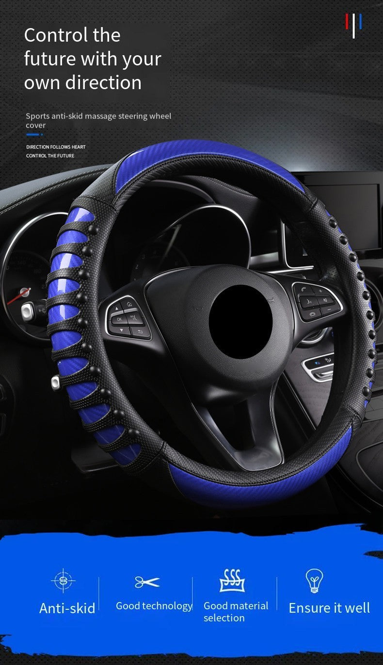 Carbon Fiber 3D Anti Slip Steering Wheel Cover for Truck Bus Summer Use