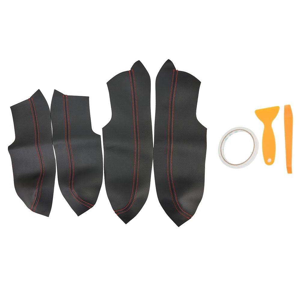 Door Panel Armrest Black Leather W/ Red Stitching For Civic 8th Gen 06-11