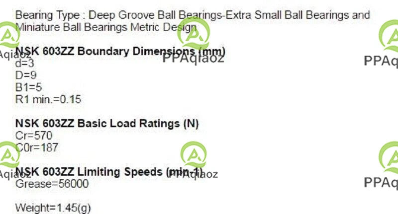 10PCS NSK 603ZZ Deep Groove Ball Bearings 3x9x5mm #P