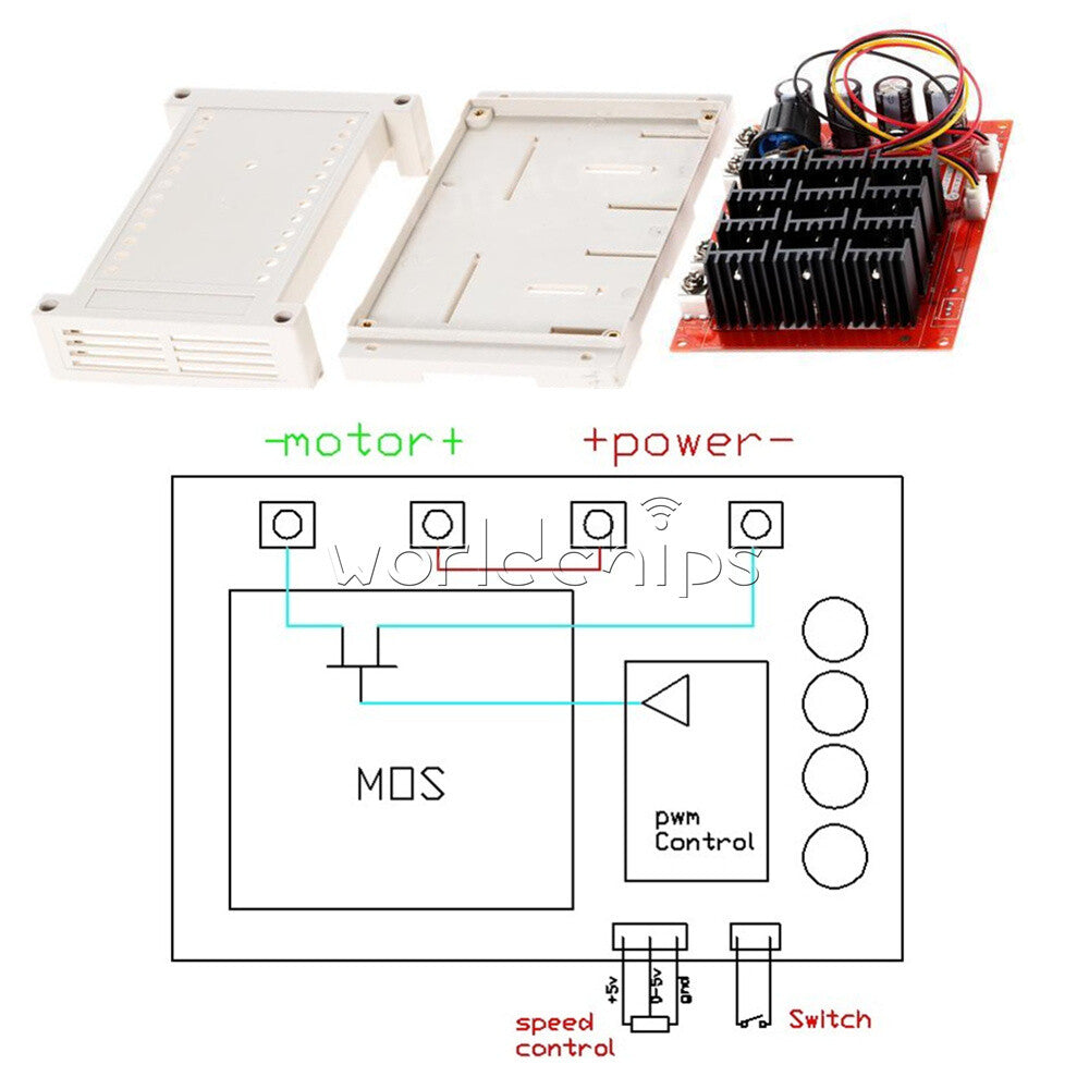 DC10~50V 60A 3000W Motor Speed Control PWM 15000HZ HHO RC Controller with Case