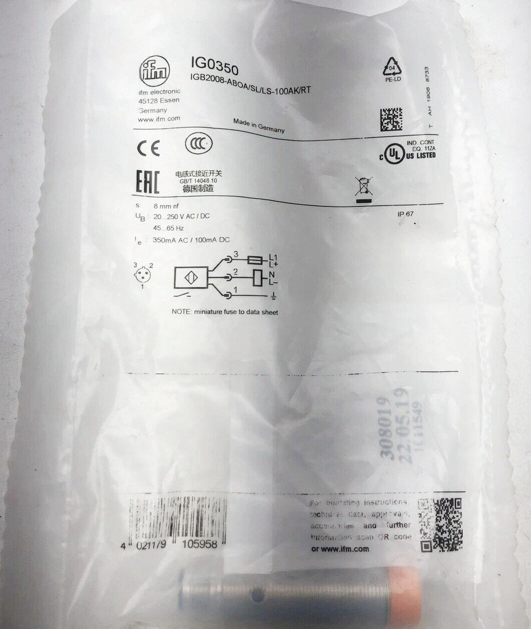 1PCS   IFM IG0350 Proximity Switch Sensor IG0350  Fast Shipping #P