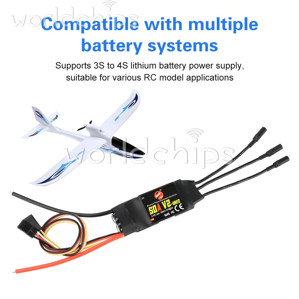 40A 50A Brushless ESC Electronic Speed Controller 3-4S for RC FPV Fixed-Wing