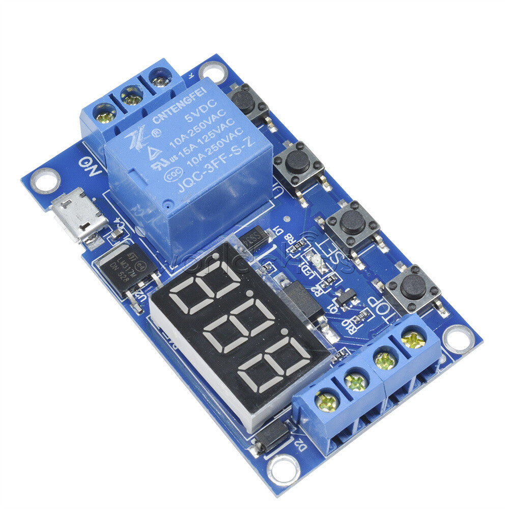 10PCS Digital LED Trigger Delay Cycle Timer Switch Relay Module Micro USB 5V