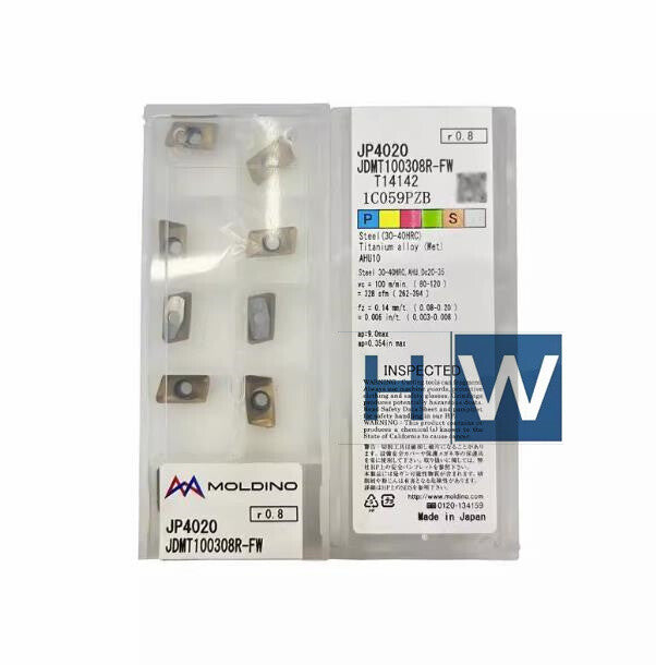 10PCS/box MOLDINO CNC Blade Milling Insert JDMT100308R-FW JP4020