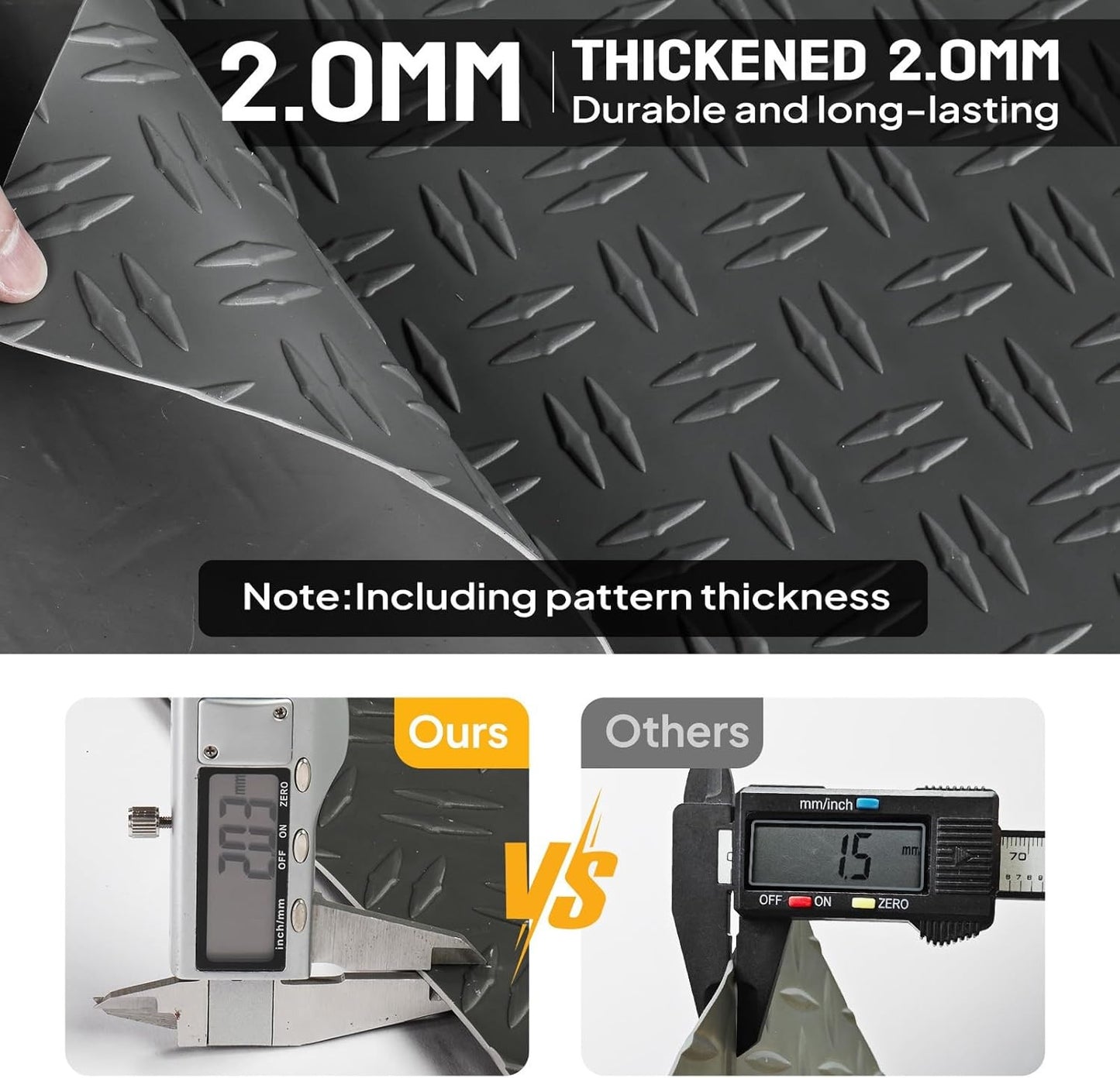 7.5x17 FT Garage Floor Mat, Double Diamond Plate PVC, Thickened