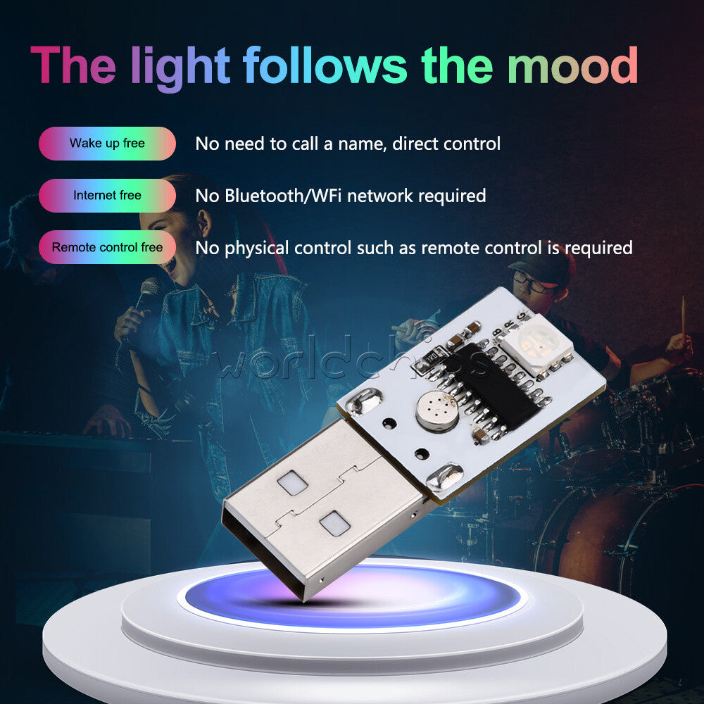 10PCS DC 5V USB LED Intelligent Voice Control Small Night Light Module 6 Colors