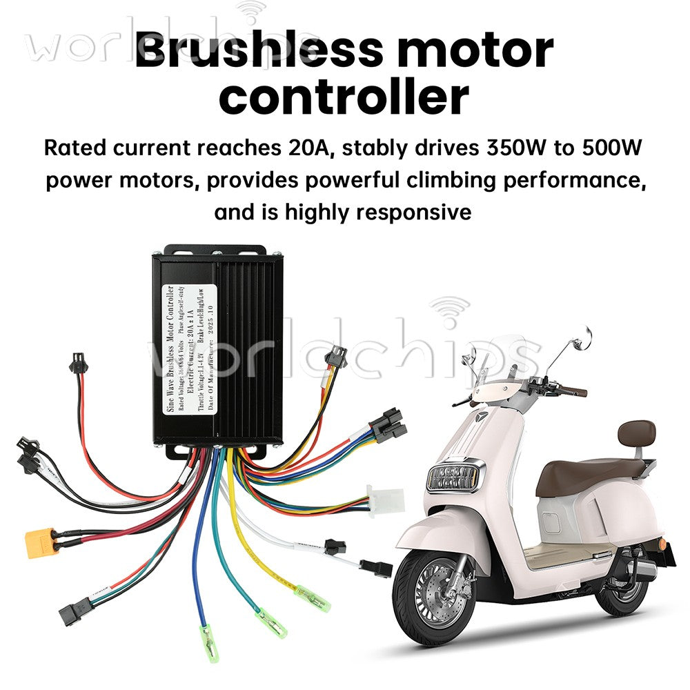 36V 48V 20A Sine Wave Brushless Motor Controller 350W-500W for Electric Bicycle