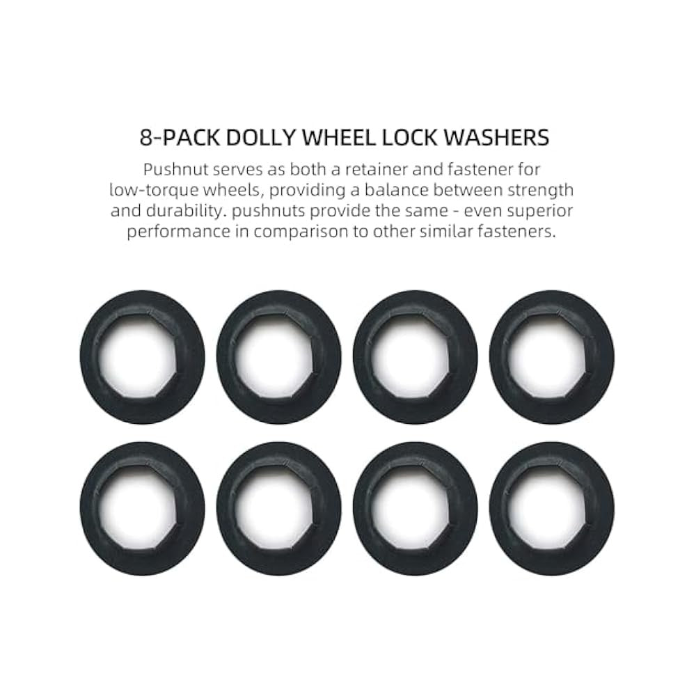 8-Pack Spring Steel Push-On Pushnuts, Fits 5/8" Dolly Axle Rods