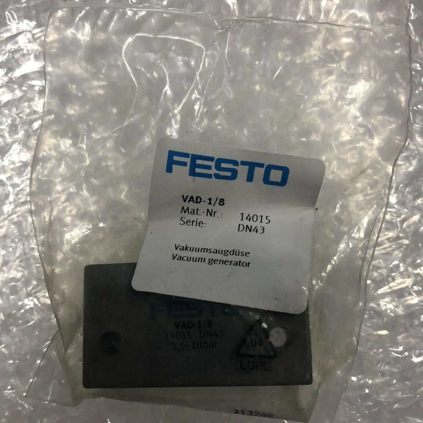 one  Festo VAD-1/8 14015 Vacuum Generator valve Quality assurance #P