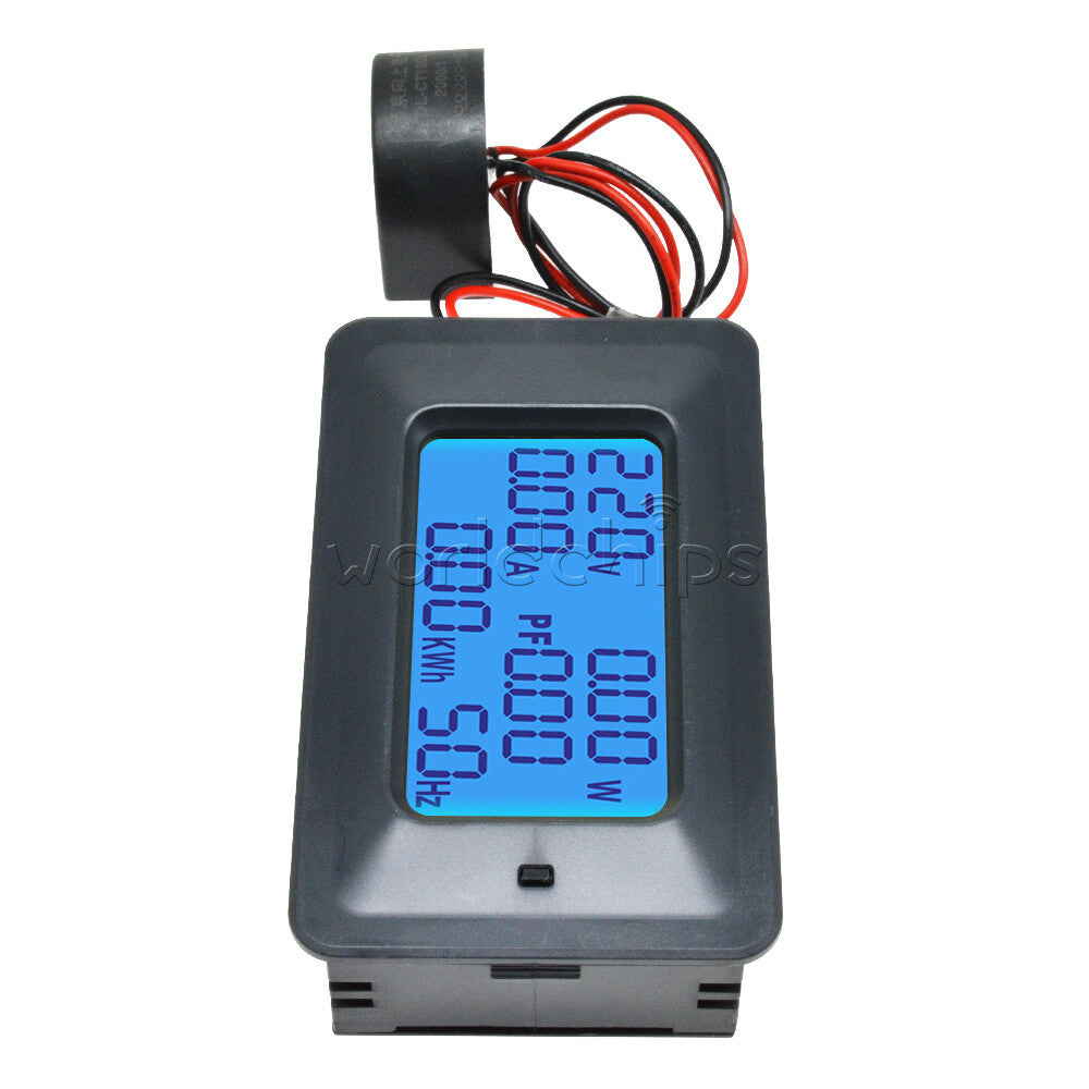 100A 110V-250V Current 6-in-1 Digital LCD Panel Power Monitor Ammeter Voltmeter