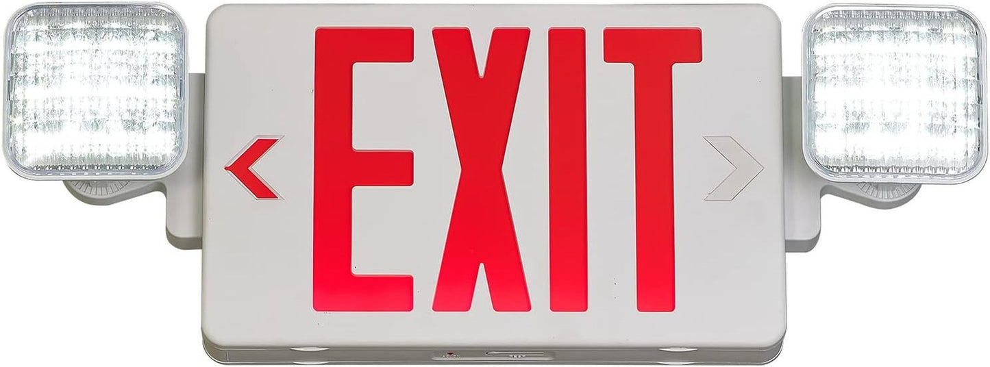Red Exit Sign with Emergency Lights, LED Emergency Exit Light with Battery Backu
