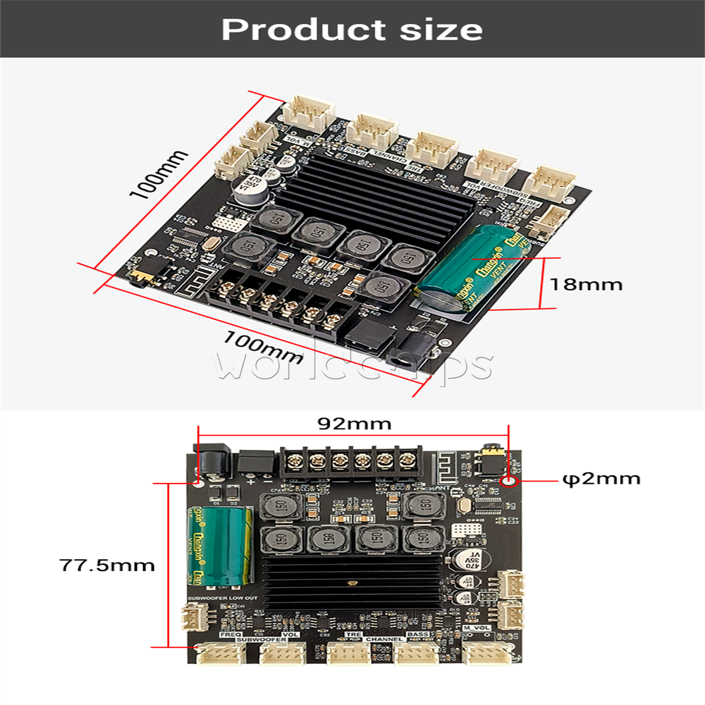 ZK-TB21F 2.1 Channel 50W*2+100W Bluetooth 5.0 Digital Amplifier Module TPA3116D2