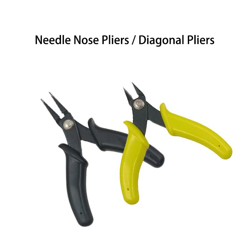 2x 3.5" Mini Needle Nose Pliers Diagonal Pliers Repair Tool for DIY Craft Work