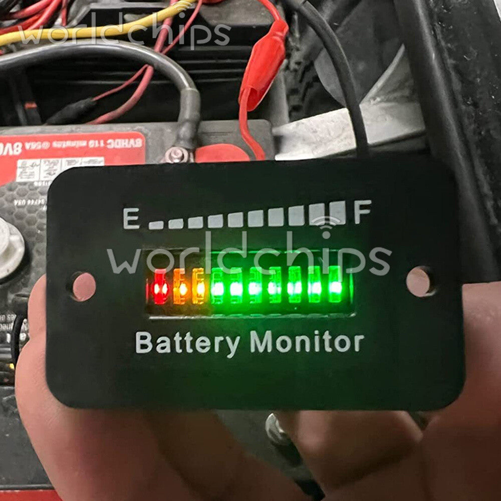 LED Battery Meter Battery Level Monitor Lead-Acid Battery Gauge 12V24V36V48V60V