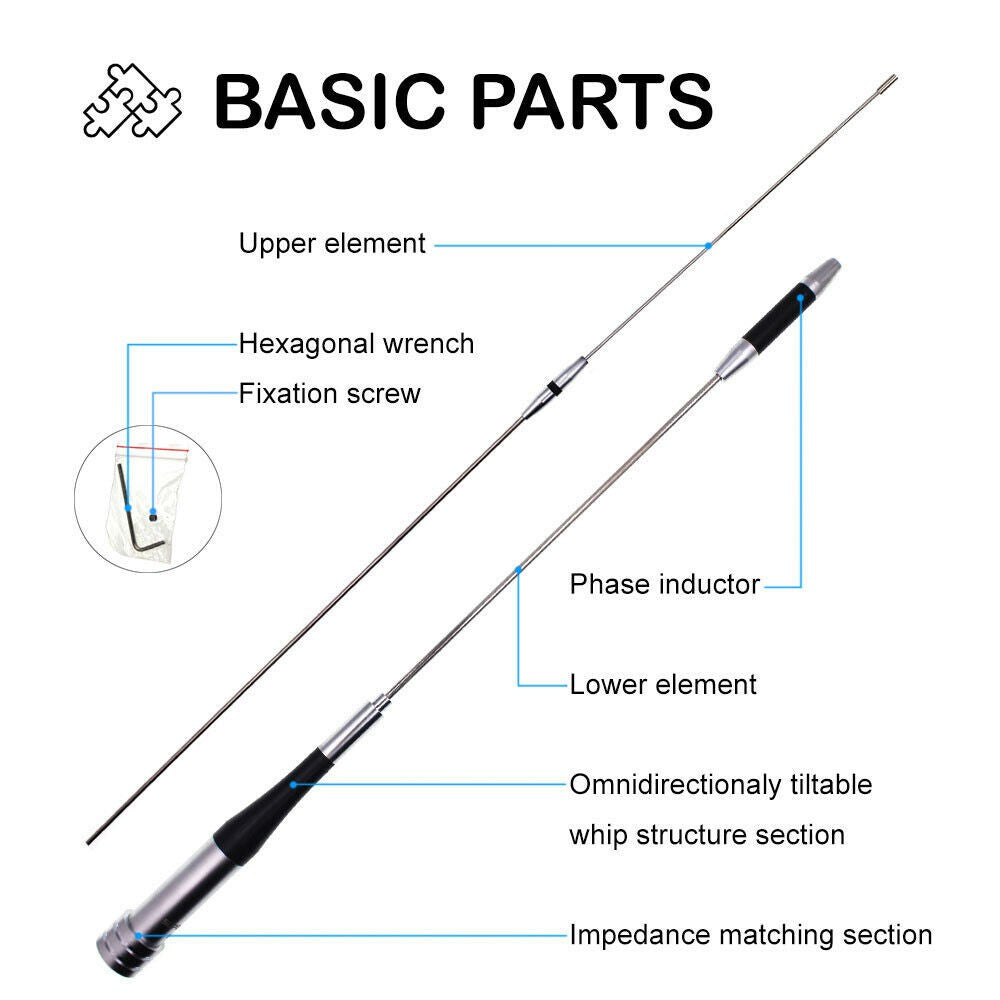 Diamond SG-7500 Dual Band VHF/UHF 150W 3.5/6.0dBi Gain Antenna for Car Radio