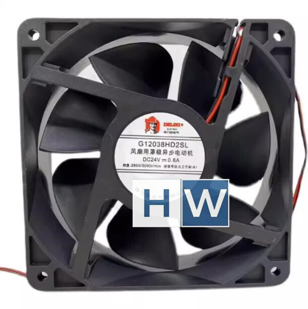 1PC G12038HD2SL DC24V 0.6A 2-wire Inverter Cabinet Cooling Fan