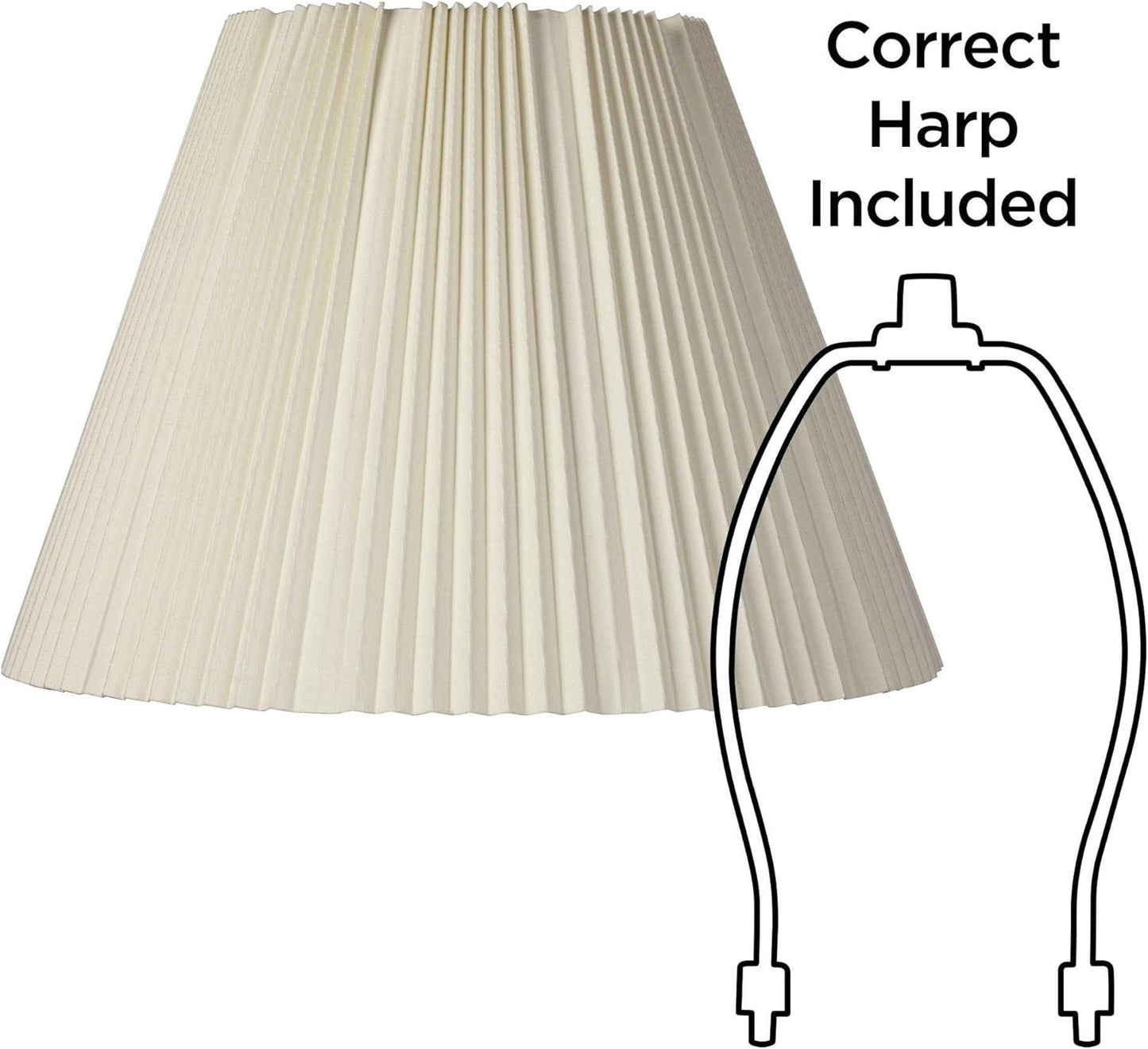 Eggshell Pleated Empire Lamp Shade, 9x17x11.75 Inch - Spider Fit with Harp