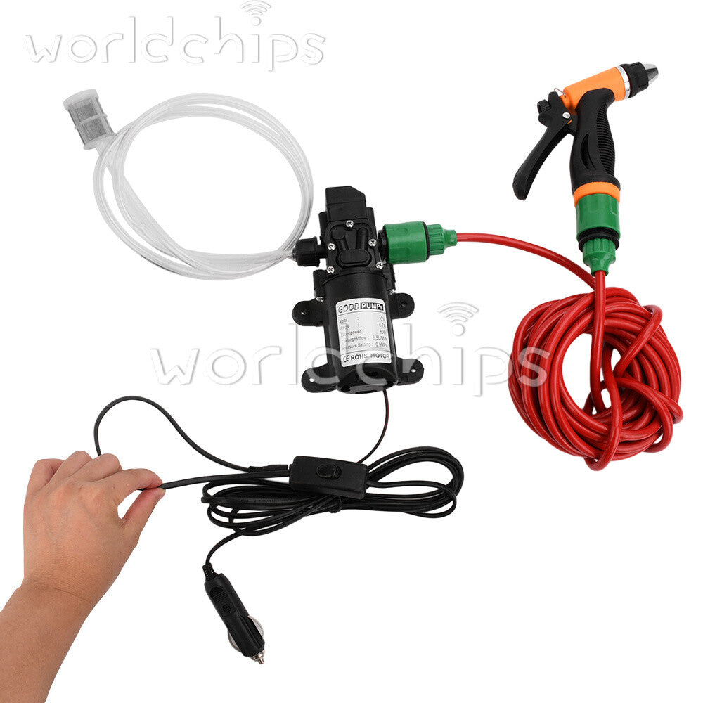 DC12V Self-Priming Portable High Pressure Car Washer Water Pump Kit Adjustable
